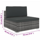vidaXL szürke moduláris polyrattan középső kanapé párnákkal
