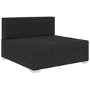 vidaXL fekete moduláris polyrattan középső kanapé párnákkal
