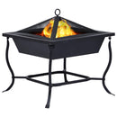 vidaXL fekete acél tűzrakó tál 42x42x45 cm