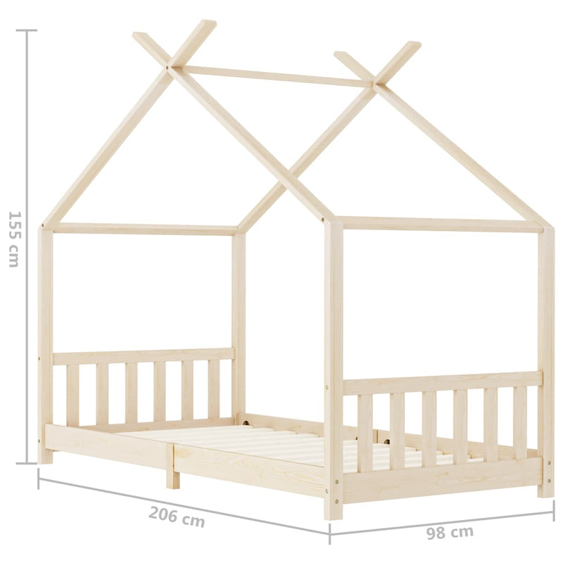 vidaXL tömör fenyőfa gyerekágy-keret 90 x 200 cm