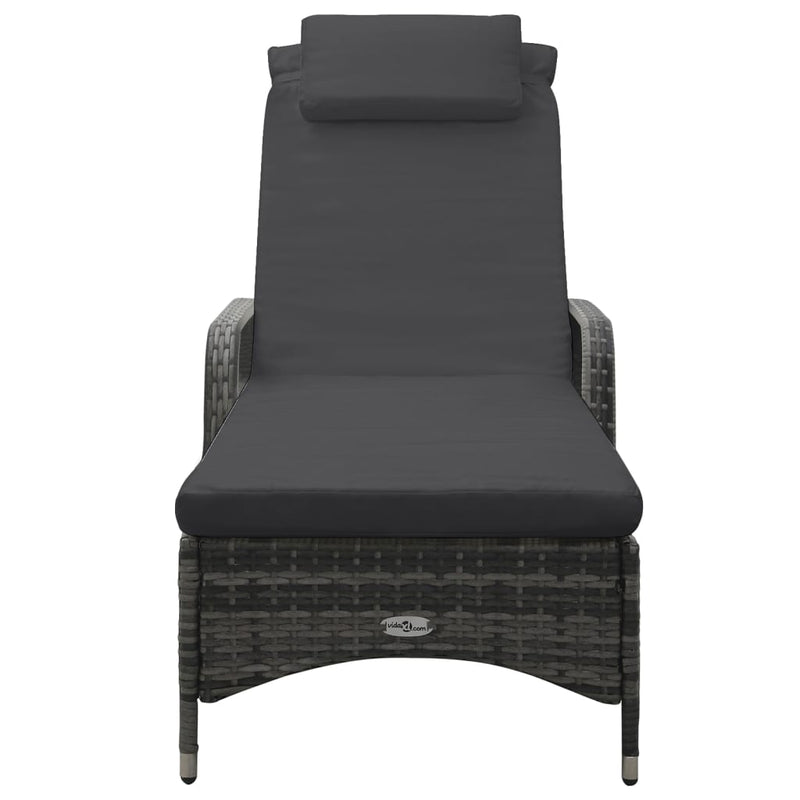 vidaXL szürke polyrattan napozóágy kerekekkel