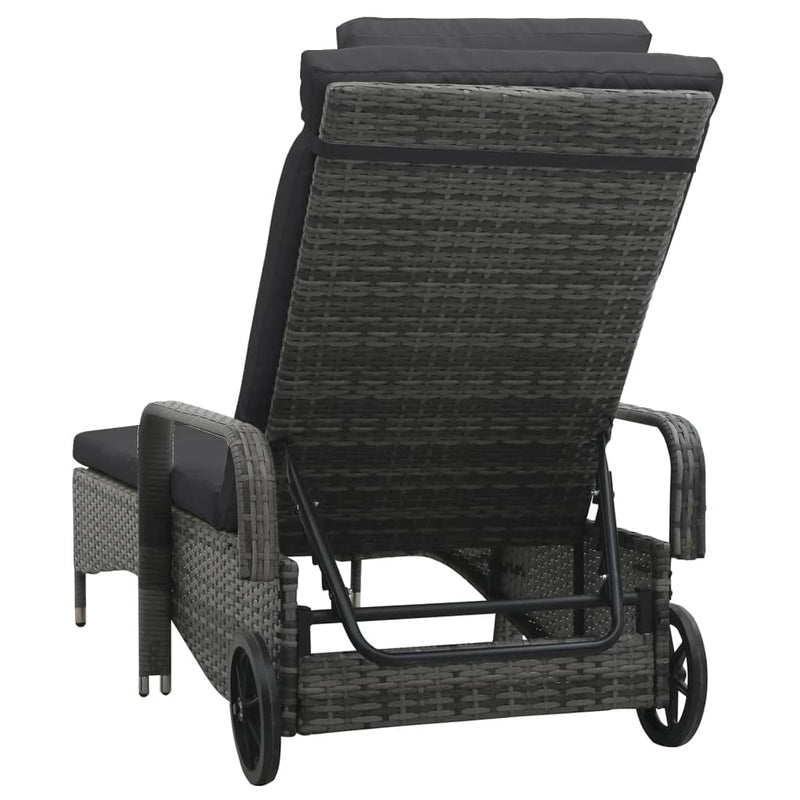 vidaXL szürke polyrattan napozóágy kerekekkel