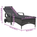 vidaXL szürke polyrattan napozóágy kerekekkel