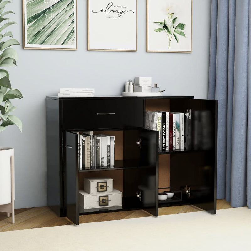 vidaXL fekete szerelt fa tálalószekrény 88 x 30 x 70 cm