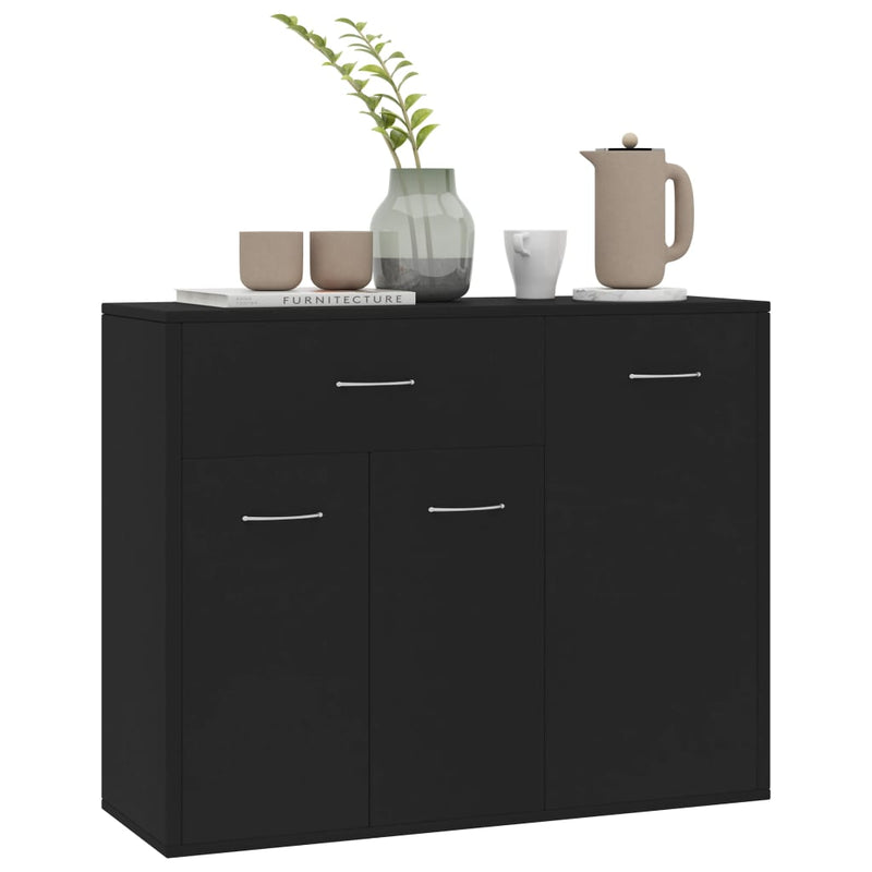 vidaXL fekete szerelt fa tálalószekrény 88 x 30 x 70 cm