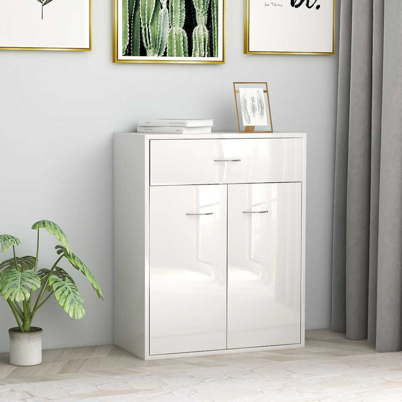 vidaXL magasfényű fehér szerelt fa tálalószekrény 60 x 30 x 75 cm