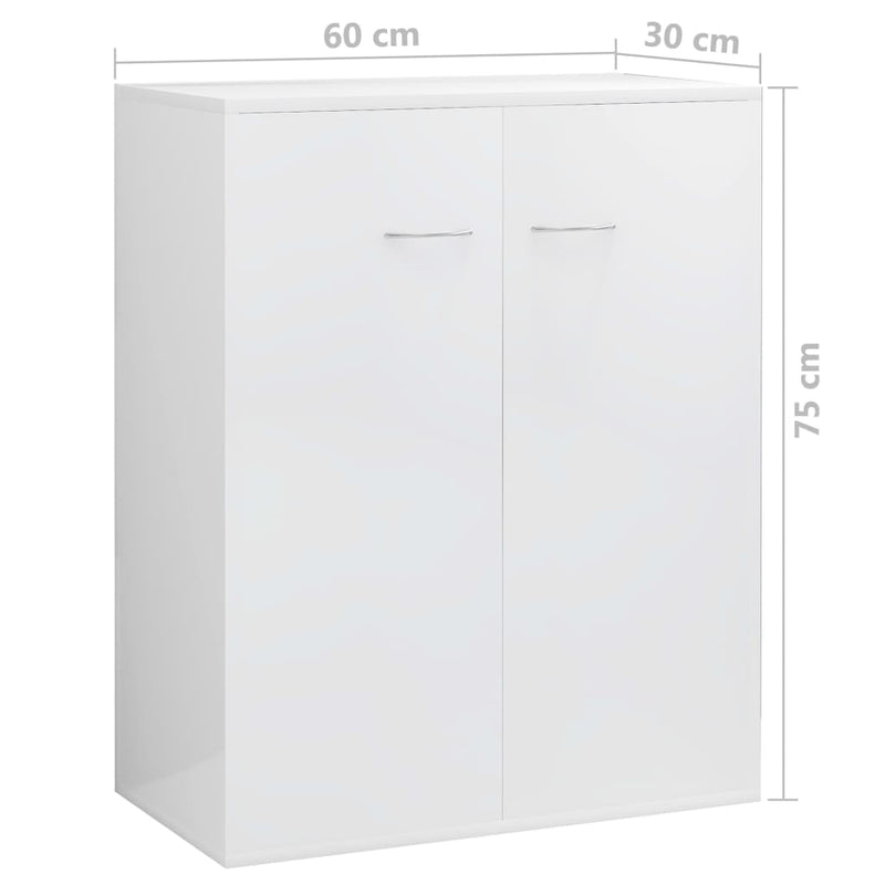 vidaXL magasfényű fehér szerelt fa tálalószekrény 60 x 30 x 75 cm