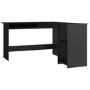 vidaXL magasfényű fekete forgácslap L-alakú íróasztal 120x140x75 cm