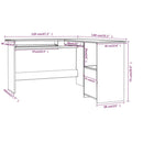 vidaXL magasfényű fekete forgácslap L-alakú íróasztal 120x140x75 cm