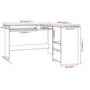 vidaXL magasfényű fekete forgácslap L-alakú íróasztal 120x140x75 cm