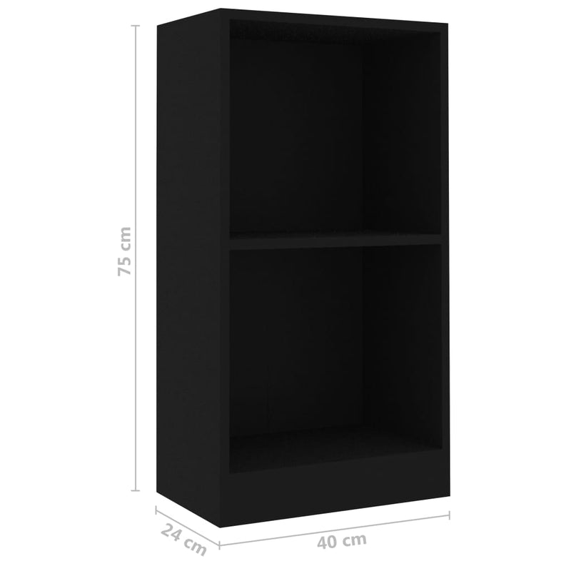 vidaXL fekete szerelt fa könyvszekrény 40x24x75 cm