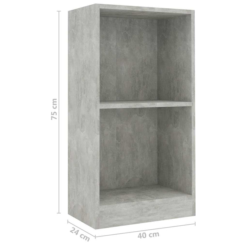 vidaXL betonszürke szerelt fa könyvespolc 40x24x75 cm