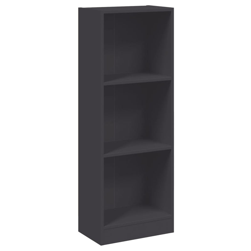 vidaXL 3 szintes szürke szerelt fa könyvszekrény 40 x 24 x 109 cm
