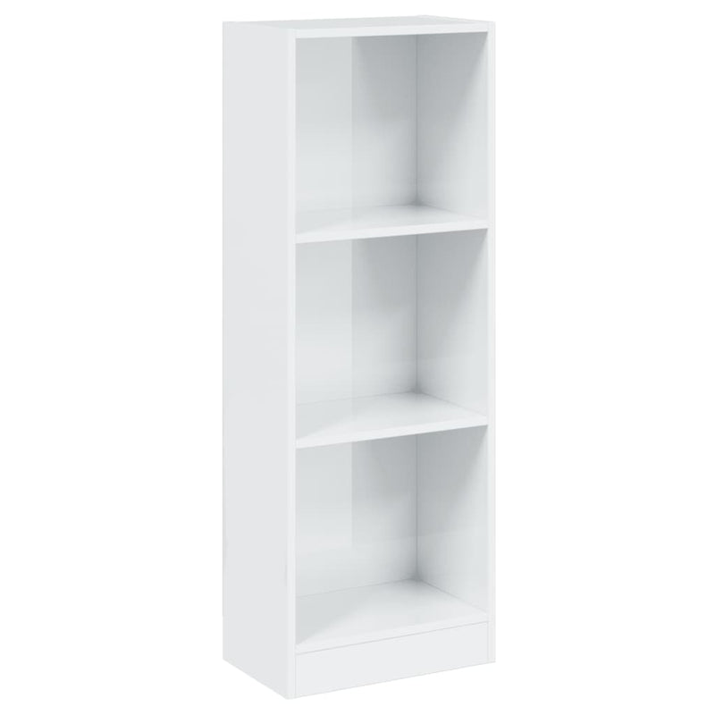 vidaXL 3 szintes fényes fehér szerelt fa könyvszekrény 40x24x109 cm