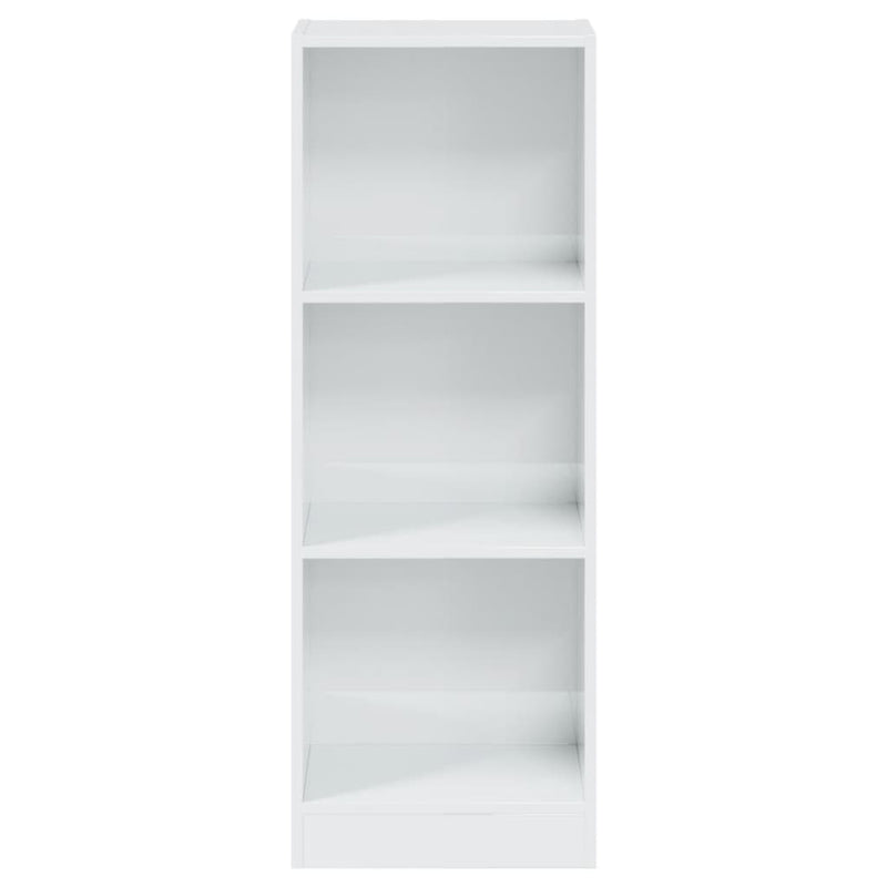 vidaXL 3 szintes fényes fehér szerelt fa könyvszekrény 40x24x109 cm