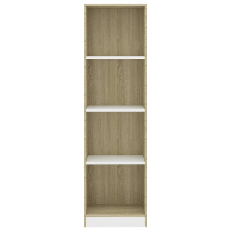 vidaXL 4-szintes fehér és sonoma szerelt fa könyvszekrény 40x24x142 cm