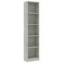vidaXL 5-szintes betonszürke szerelt fa könyvszekrény 40 x 24 x 175 cm