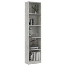 vidaXL 5-szintes betonszürke szerelt fa könyvszekrény 40 x 24 x 175 cm