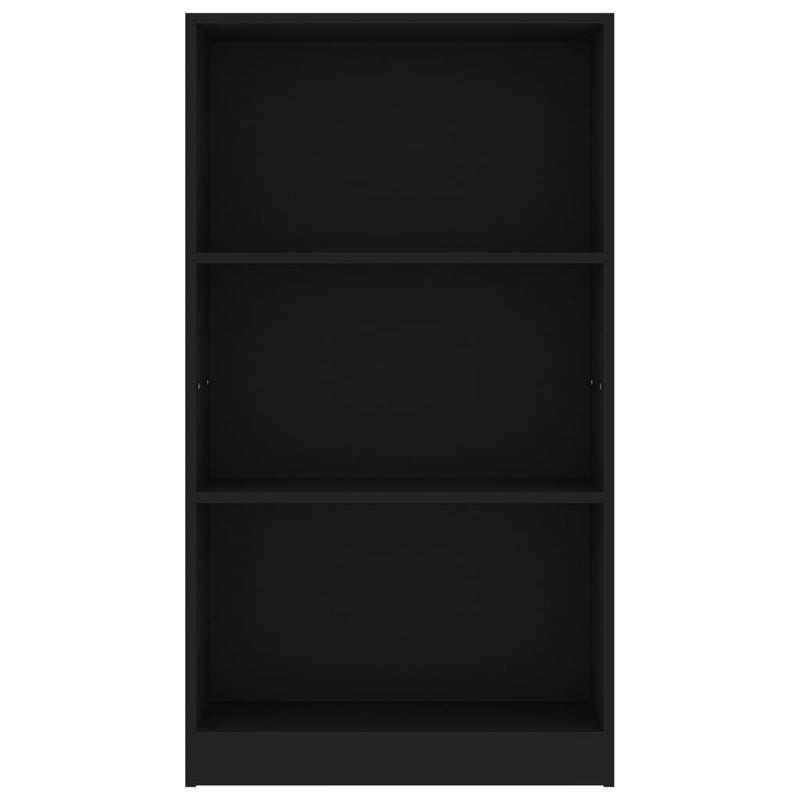 vidaXL 3 szintes fekete szerelt fa könyvszekrény 60 x 24 x 109 cm