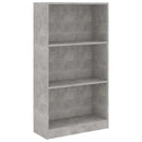 vidaXL 3 szintes betonszürke szerelt fa könyvszekrény 60x24x109 cm
