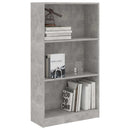 vidaXL 3 szintes betonszürke szerelt fa könyvszekrény 60x24x109 cm