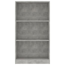 vidaXL 3 szintes betonszürke szerelt fa könyvszekrény 60x24x109 cm