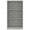 vidaXL 3 szintes betonszürke szerelt fa könyvszekrény 60x24x109 cm