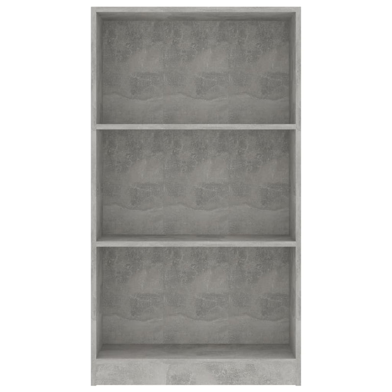 vidaXL 3 szintes betonszürke szerelt fa könyvszekrény 60x24x109 cm