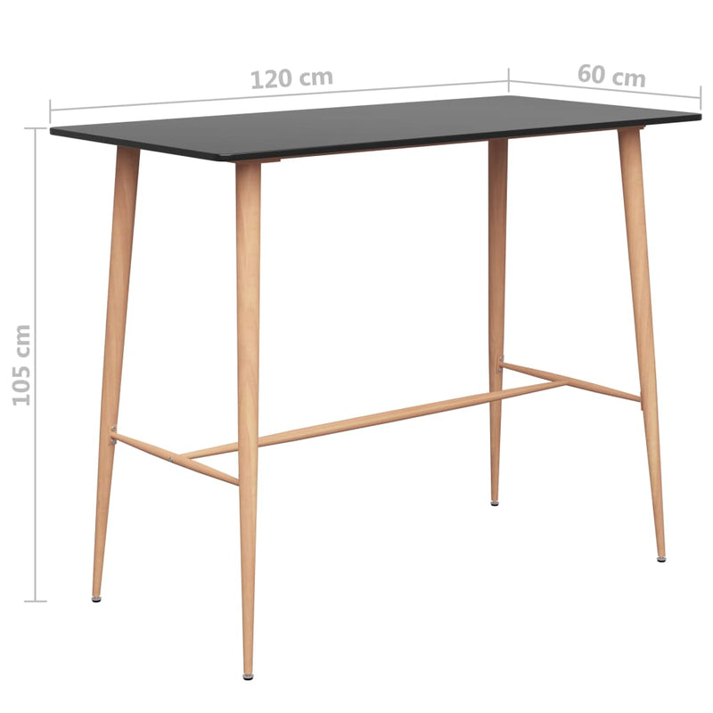 vidaXL fekete bárasztal 120 x 60 x 105 cm