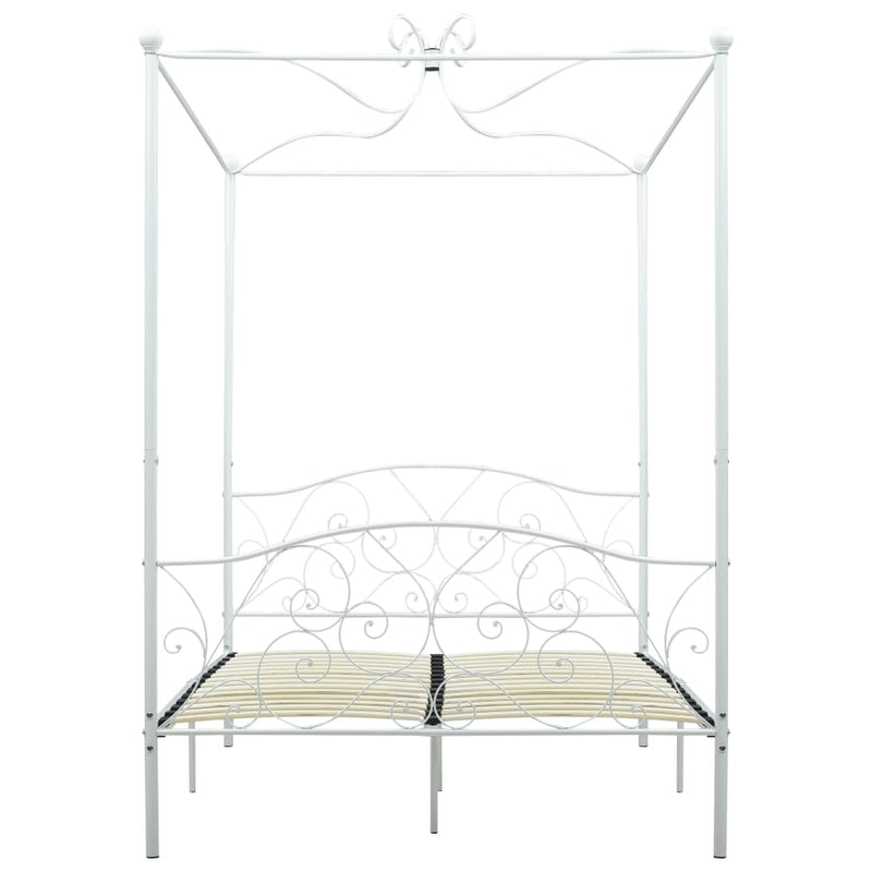 vidaXL fehér fém baldachinos ágykeret 140 x 200 cm