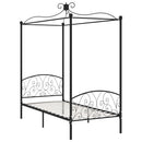 vidaXL fekete fém baldachinos ágykeret 90 x 200 cm
