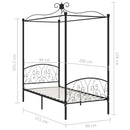 vidaXL fekete fém baldachinos ágykeret 90 x 200 cm