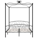 vidaXL fekete fém baldachinos ágykeret 160 x 200 cm