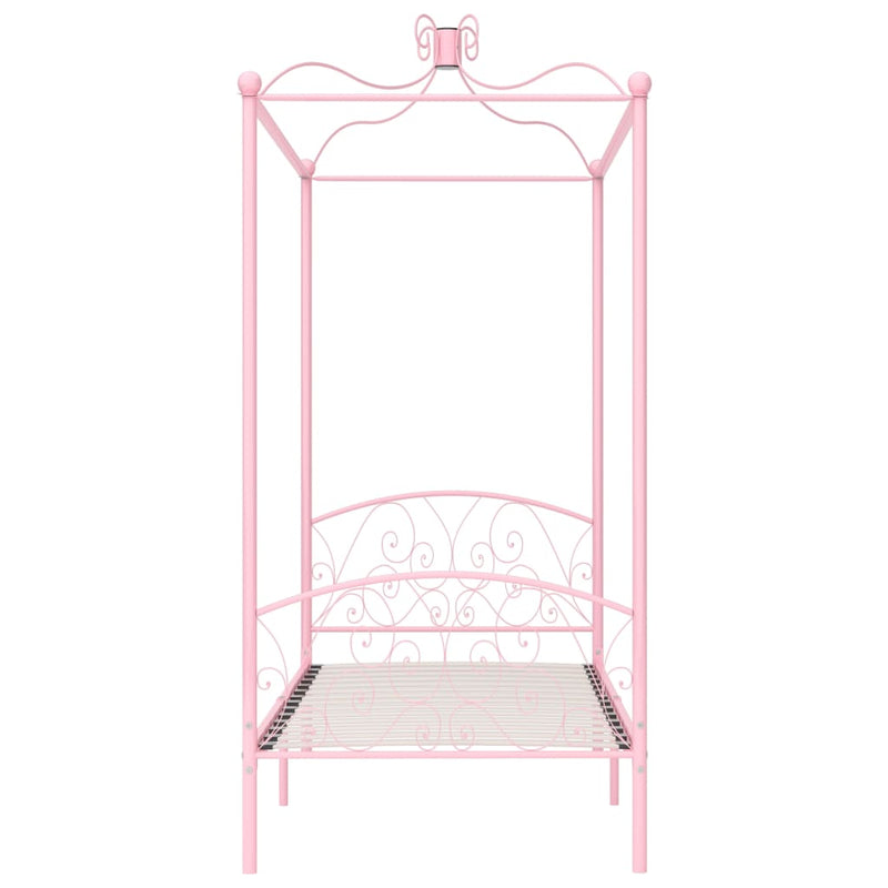 vidaXL rózsaszín fém baldachinos ágykeret 90 x 200 cm