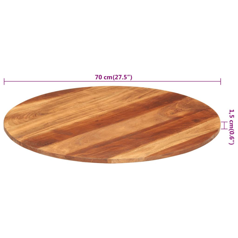 vidaXL kerek tömör akácfa asztallap 15-16 mm 70 cm