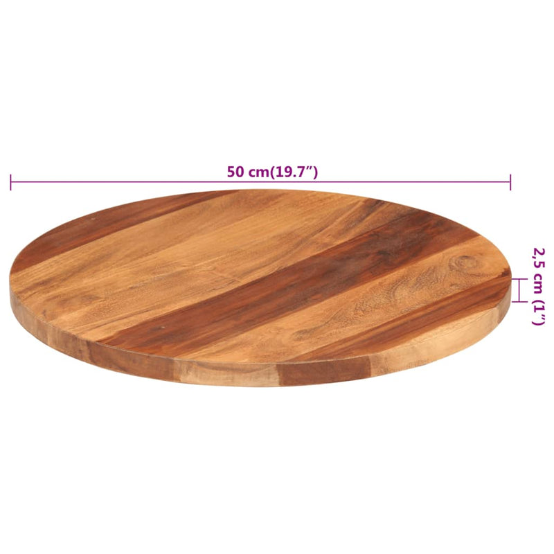 vidaXL kerek tömör akácfa asztallap 25-27 mm 50 cm