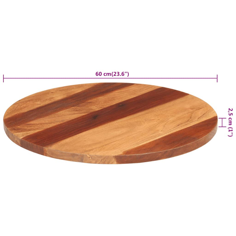 vidaXL kerek tömör akácfa asztallap 25-27 mm 60 cm