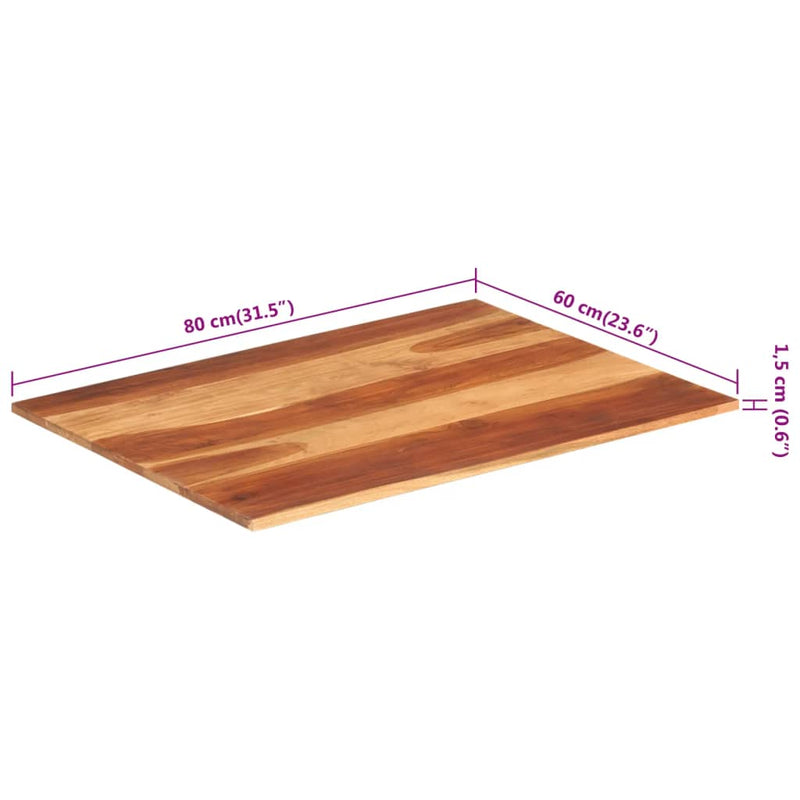 vidaXL tömör akácfa asztallap 15-16 mm 60 x 80 cm