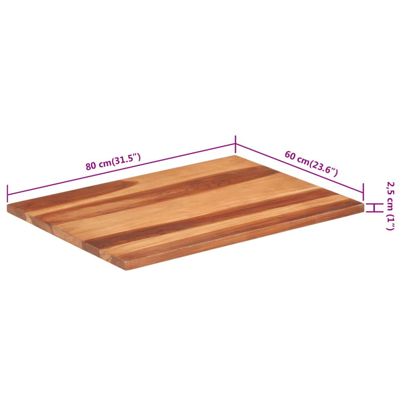 vidaXL tömör akácfa asztallap 25-27 mm 60 x 80 cm