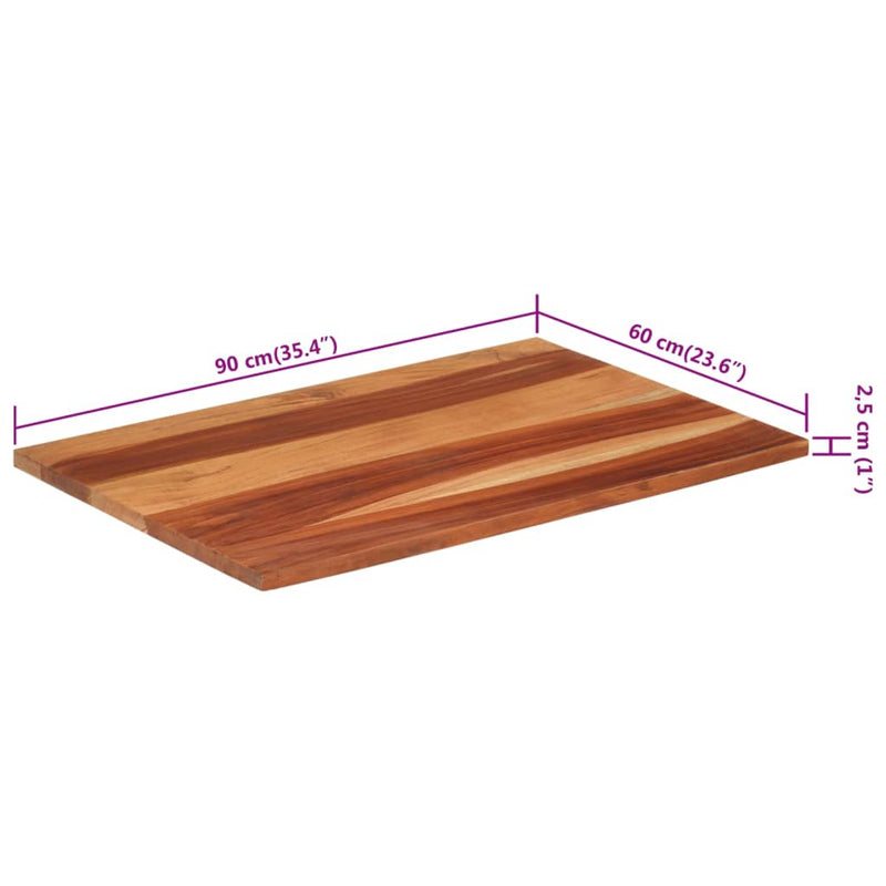 vidaXL tömör akácfa asztallap 25-27 mm 60 x 90 cm
