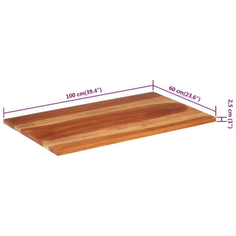 vidaXL tömör akácfa asztallap 25-27 mm 60 x 100 cm