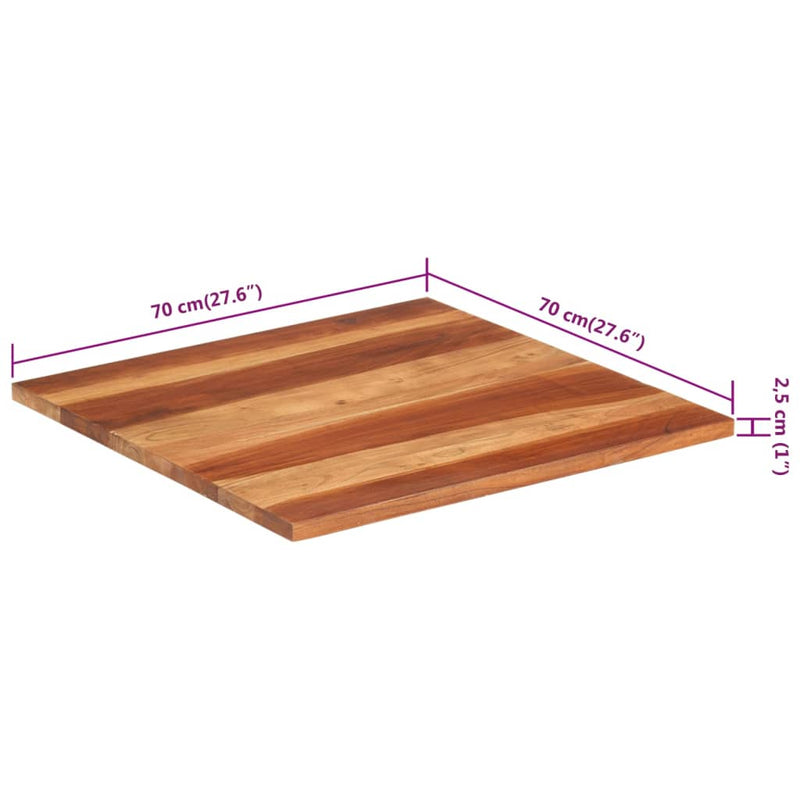 vidaXL tömör akácfa asztallap 25-27 mm 70 x 70 cm