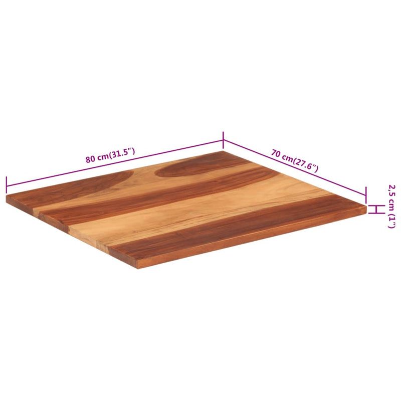 vidaXL tömör akácfa asztallap 25-27 mm 70 x 80 cm