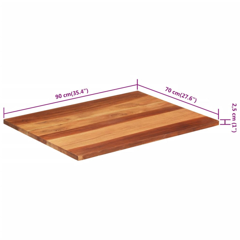 vidaXL tömör akácfa asztallap 25-27 mm 70 x 90 cm