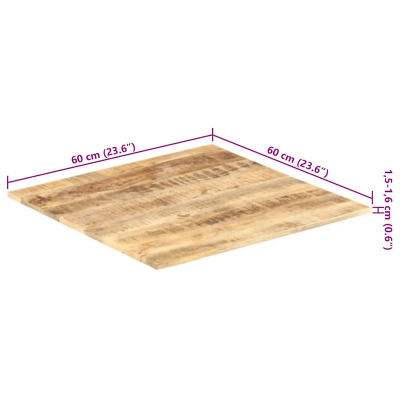 vidaXL tömör mangófa asztallap 15-16 mm 60 x 60 cm