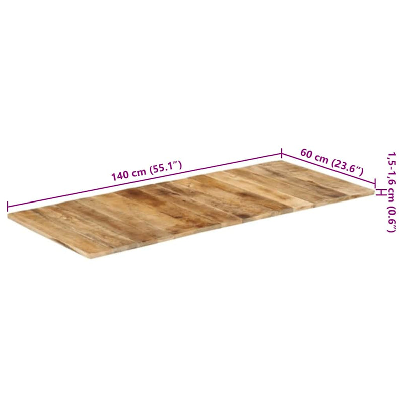 vidaXL tömör mangófa asztallap 15-16 mm 140 x 60 cm