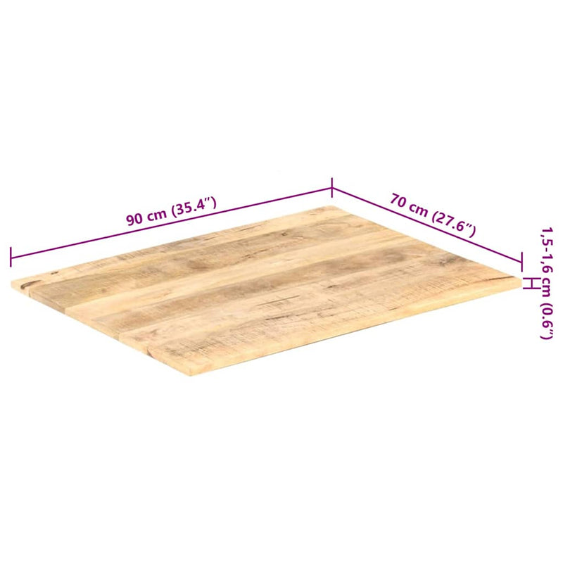 vidaXL tömör mangófa asztallap 15-16 mm 90 x 70 cm