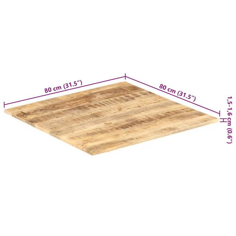 vidaXL tömör mangófa asztallap 15-16 mm 80 x 80 cm