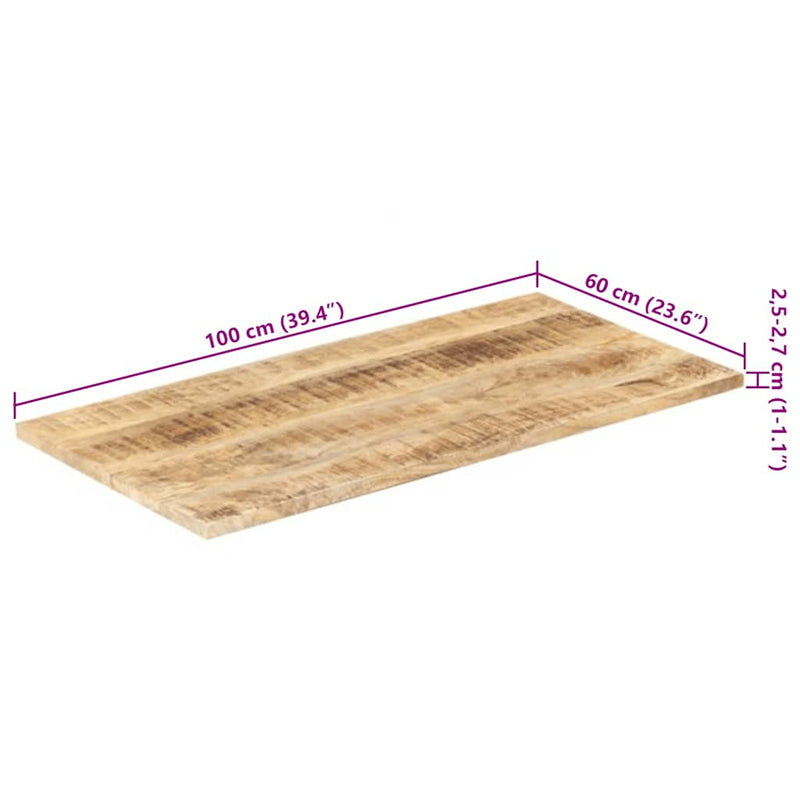 vidaXL tömör mangófa asztallap 25-27 mm 100 x 60 cm