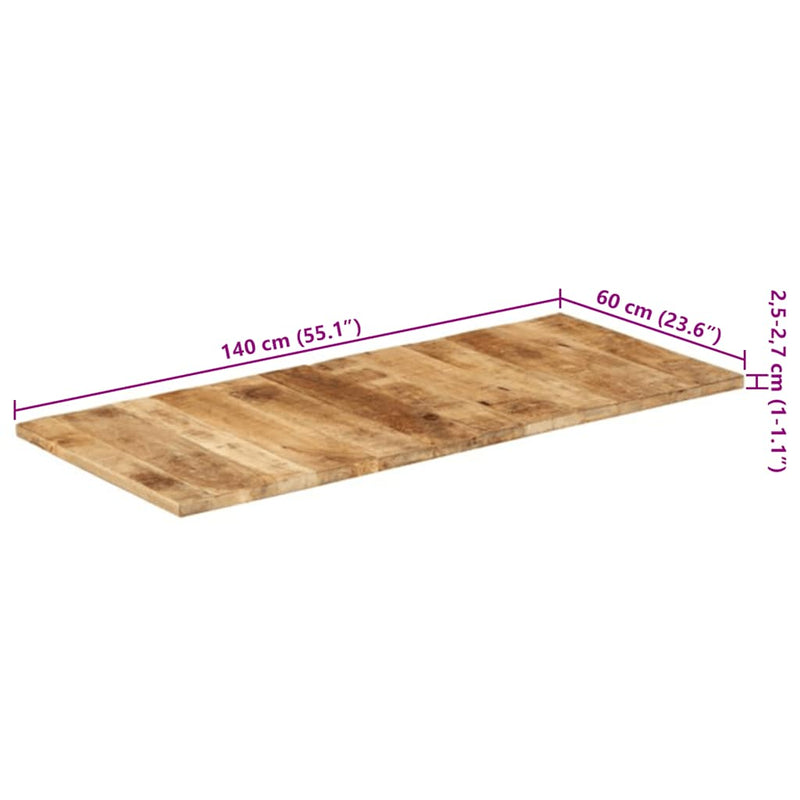 vidaXL tömör mangófa asztallap 25-27 mm 140x60 cm